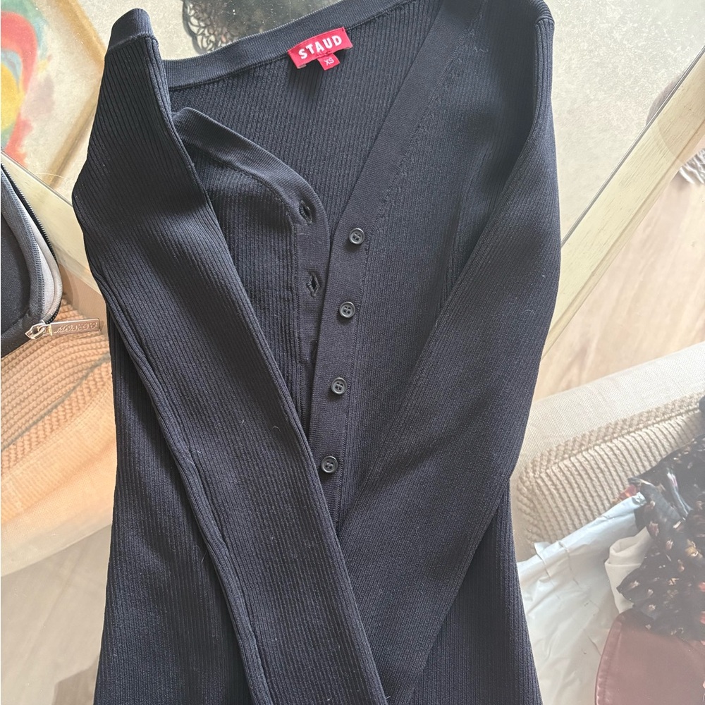 STAUD Black Ribbed Knitwear
